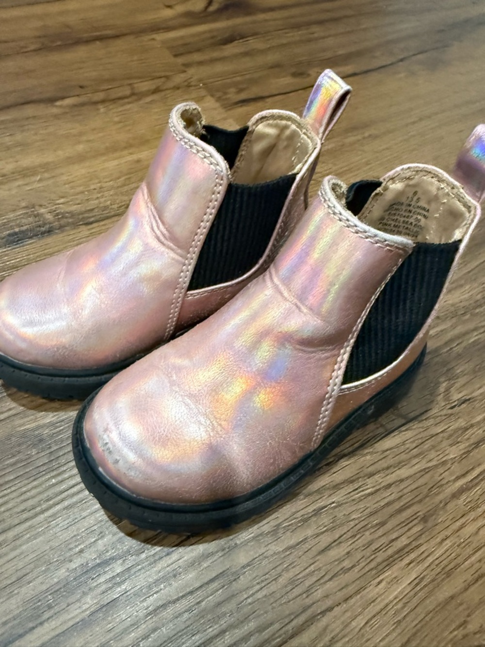 Girls' Iridescent Pink Chelsea Boots - Kids Shoes